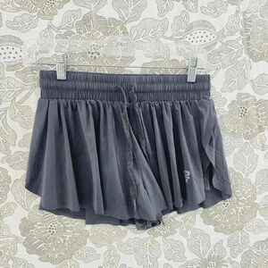 Luogongzi Athletic Black Ruffle Shorts With Liner Women's M